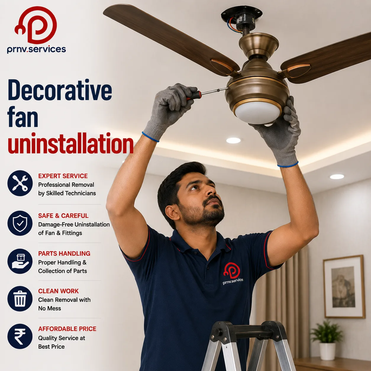 Decorative fan uninstallation