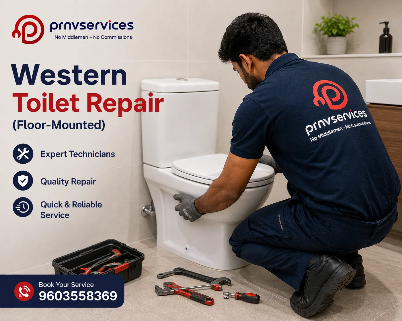 Western toilet repair pot blockage removal