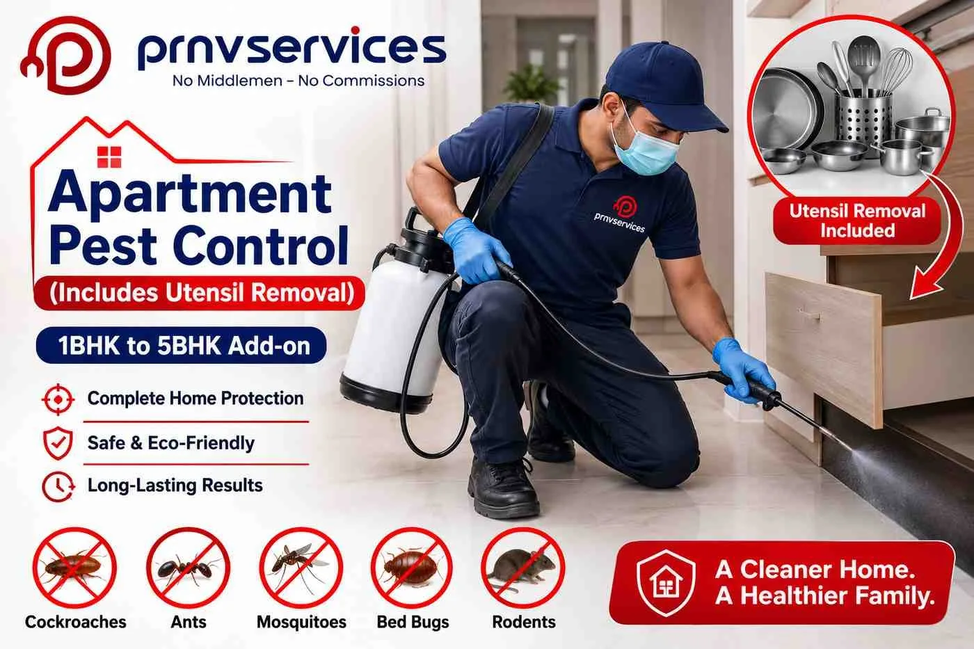 Apartment pest control 1BHK Apartment pest (Utensil removal by customer