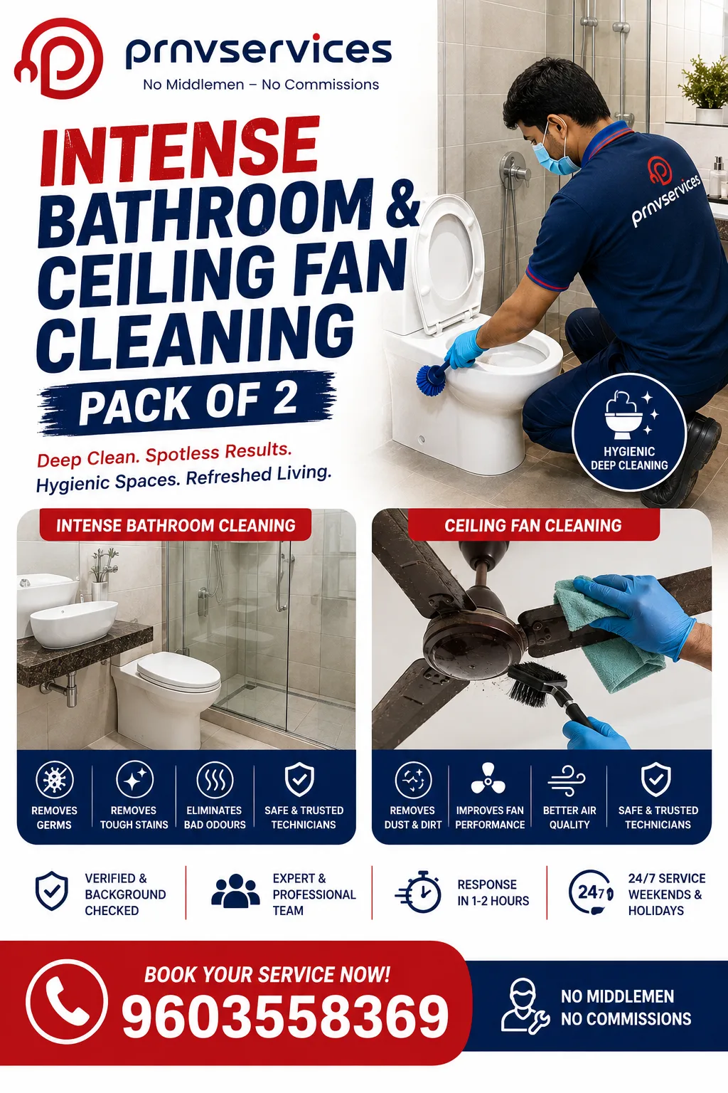Intense Bathroom & Ceiling fan Cleaning (pack of 2)